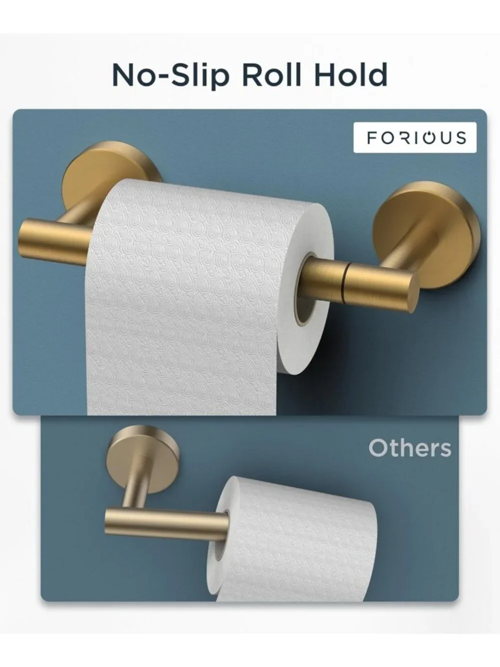 Stylish Wall-Mounted Toilet Paper Holder | Brushed Gold | Rustproof Stainless